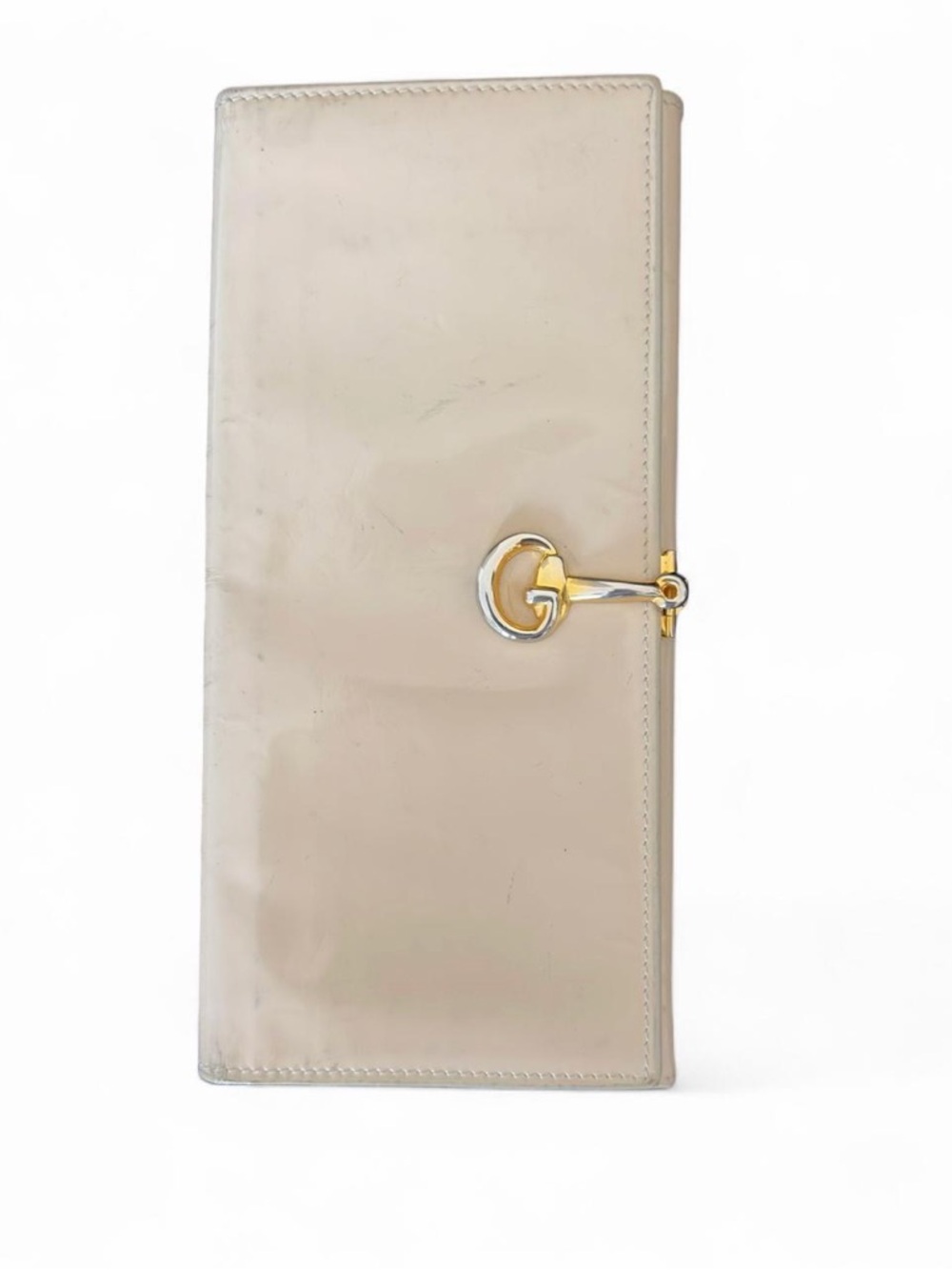 GUCCI vintage Horseshoe Clip Leather Long Bifold Wallet